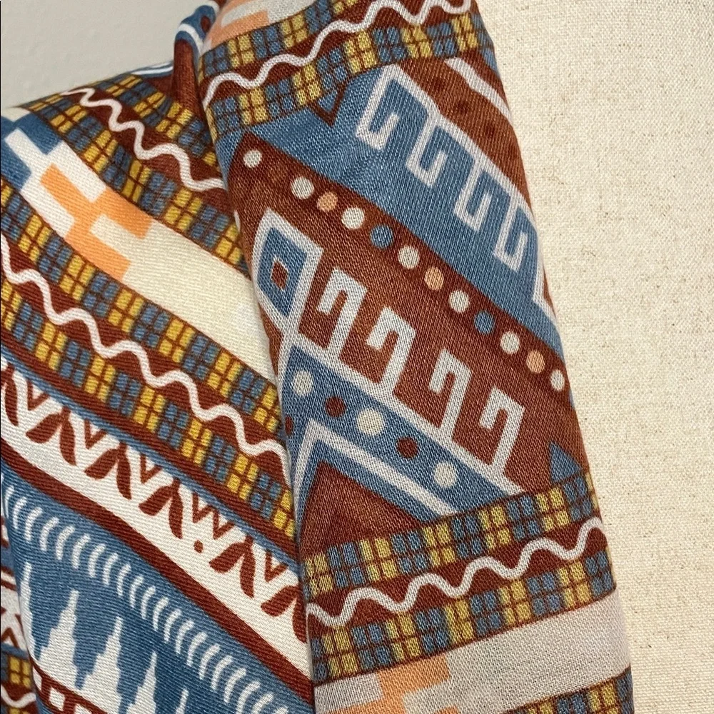 Simonetta Aztec-Inspired Blue and Brown Scarf/Wrap